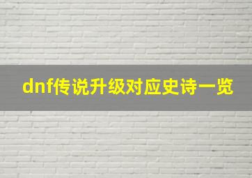 dnf传说升级对应史诗一览