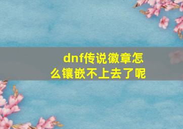 dnf传说徽章怎么镶嵌不上去了呢