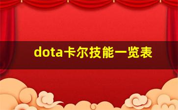 dota卡尔技能一览表