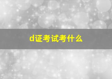 d证考试考什么