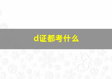 d证都考什么