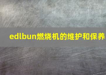 edlbun燃烧机的维护和保养