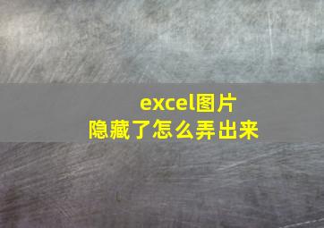 excel图片隐藏了怎么弄出来