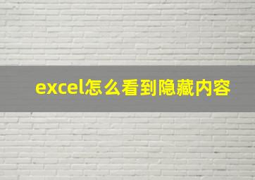 excel怎么看到隐藏内容