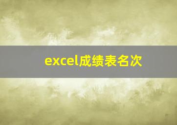 excel成绩表名次