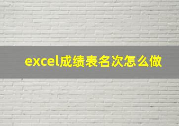 excel成绩表名次怎么做