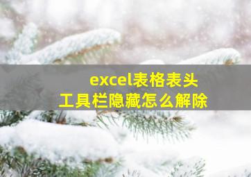 excel表格表头工具栏隐藏怎么解除