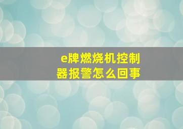 e牌燃烧机控制器报警怎么回事