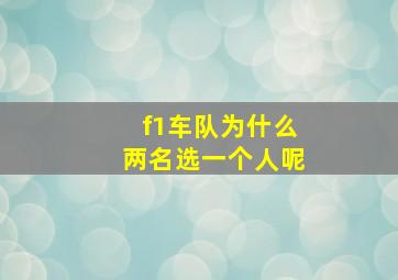 f1车队为什么两名选一个人呢