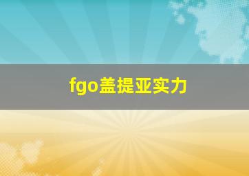 fgo盖提亚实力