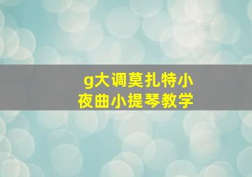 g大调莫扎特小夜曲小提琴教学