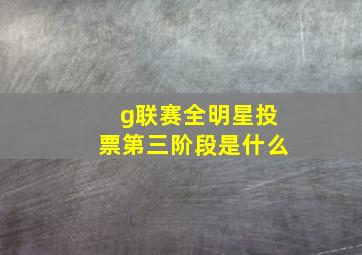 g联赛全明星投票第三阶段是什么