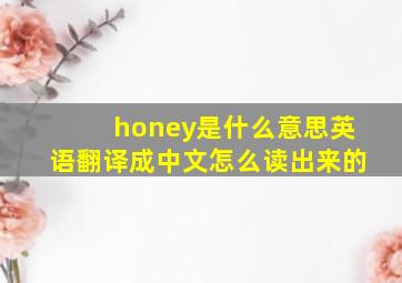 honey是什么意思英语翻译成中文怎么读出来的