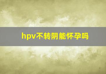 hpv不转阴能怀孕吗