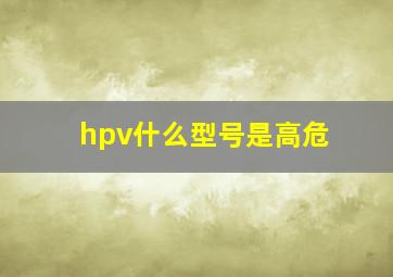 hpv什么型号是高危