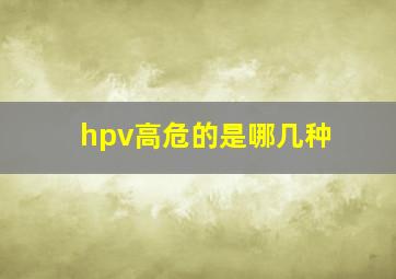 hpv高危的是哪几种