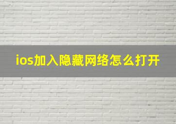 ios加入隐藏网络怎么打开