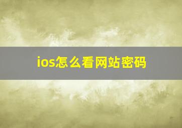 ios怎么看网站密码