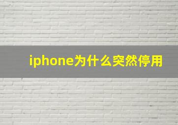 iphone为什么突然停用