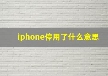 iphone停用了什么意思