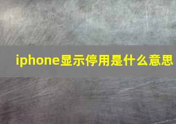 iphone显示停用是什么意思