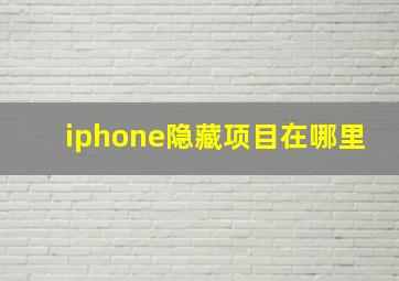 iphone隐藏项目在哪里