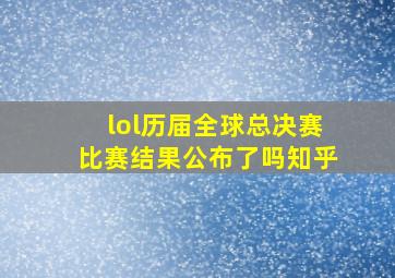 lol历届全球总决赛比赛结果公布了吗知乎