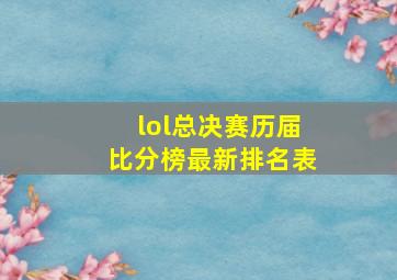 lol总决赛历届比分榜最新排名表