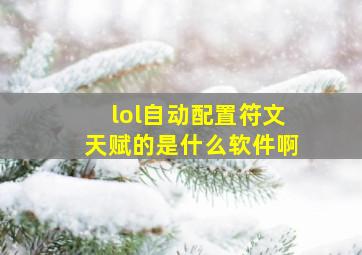 lol自动配置符文天赋的是什么软件啊