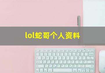 lol蛇哥个人资料