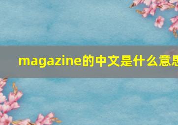 magazine的中文是什么意思