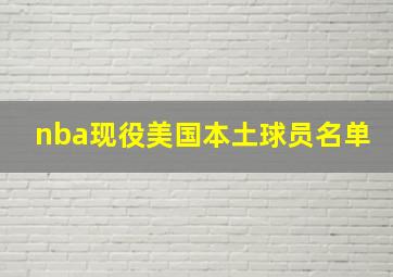 nba现役美国本土球员名单