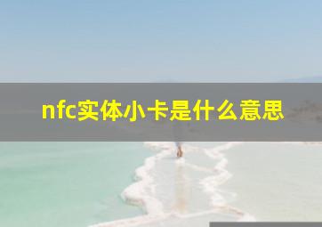 nfc实体小卡是什么意思