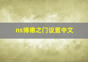 ns博德之门设置中文