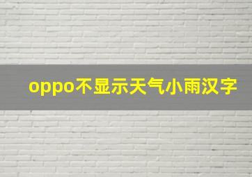 oppo不显示天气小雨汉字