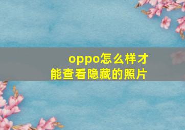 oppo怎么样才能查看隐藏的照片