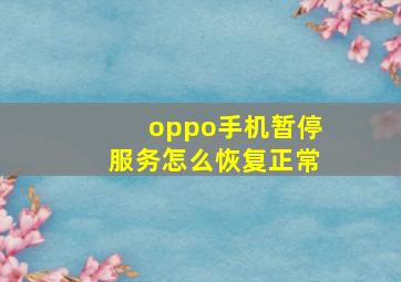 oppo手机暂停服务怎么恢复正常