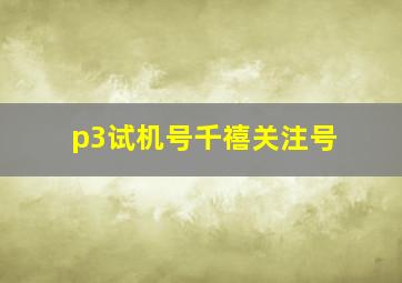 p3试机号千禧关注号