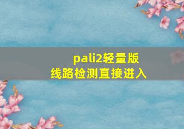 pali2轻量版线路检测直接进入