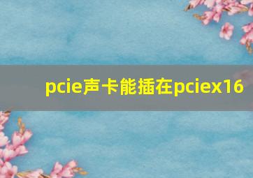 pcie声卡能插在pciex16