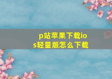 p站苹果下载ios轻量版怎么下载