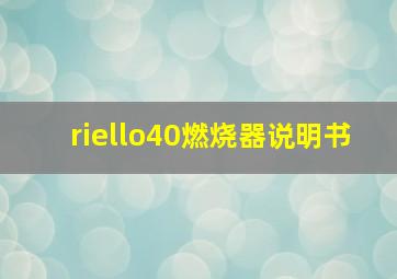 riello40燃烧器说明书