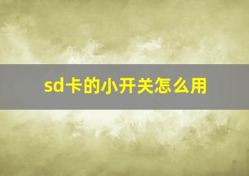 sd卡的小开关怎么用