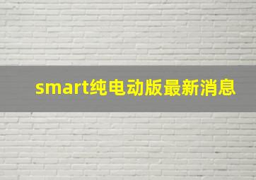 smart纯电动版最新消息