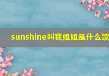 sunshine叫我姐姐是什么歌