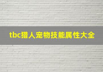 tbc猎人宠物技能属性大全