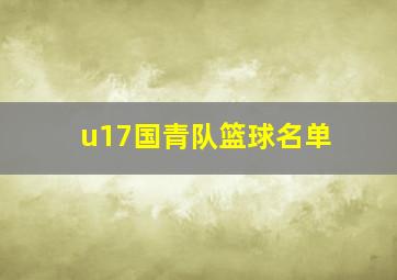 u17国青队篮球名单