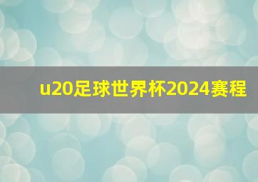 u20足球世界杯2024赛程