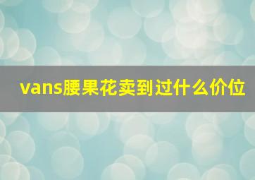 vans腰果花卖到过什么价位