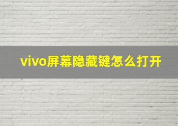 vivo屏幕隐藏键怎么打开